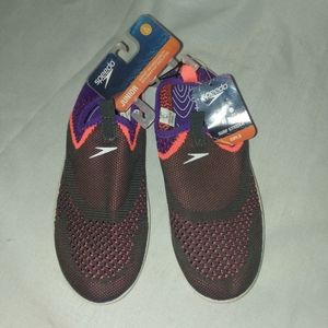 Speedo Surf Strider Water Swim Shoes Girls sz 2-3 Gray/Purple Pull On NWT